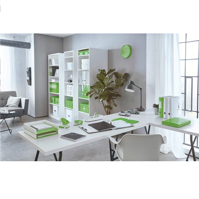Перфоратор LEITZ WOW, за 10 л.(80 г), с ограничител, 100x70x81 мм, пластмаса + метал, перленобял