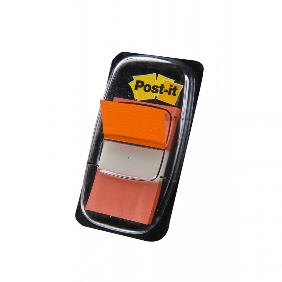 Самозалепващи индекси с диспенсър Post-it, PVC, 25х43 мм, 50 л., оранжеви
