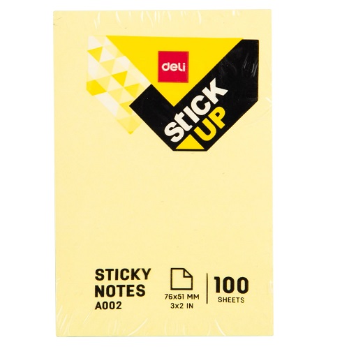 Самозалепващи листчета Deli Stick Up EA00253, 76х51 мм,100 л., пастелно жълти