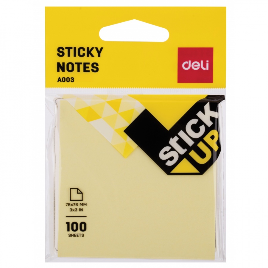 Самозалепващи листчета Deli Stick Up EA00353, 76х76 мм, 100 л., пастелно жълти