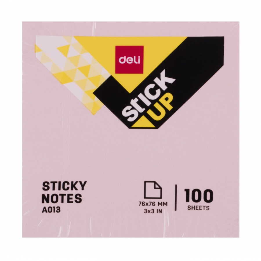Самозалепващи листчета Deli Stick Up EA01303, 76х76 мм, 100 л., пастелно розови