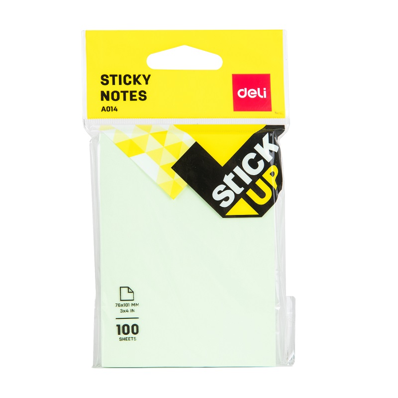 Самозалепващи листчета Deli Stick Up EA01402, 76х101 мм, 100 л., пастелно зелени