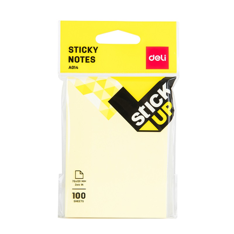 Самозалепващи листчета Deli Stick Up EA01402, 76х101 мм, 100 л., пастелно жълти