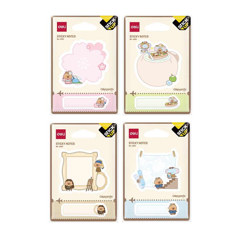 Самозалепващи листчета Deli Stick Up Capypets EA961, 65х65 мм х 30 л., 20х57 мм х 30 л.