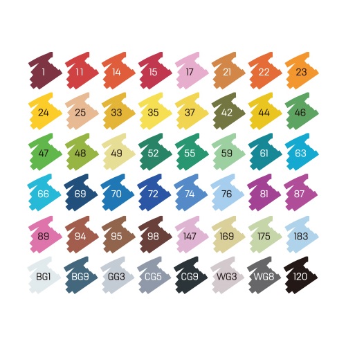 Sketch маркери Deli Color Emotion E70801-48, объл връх 1 мм, скосен връх 7 мм, 48 цвята