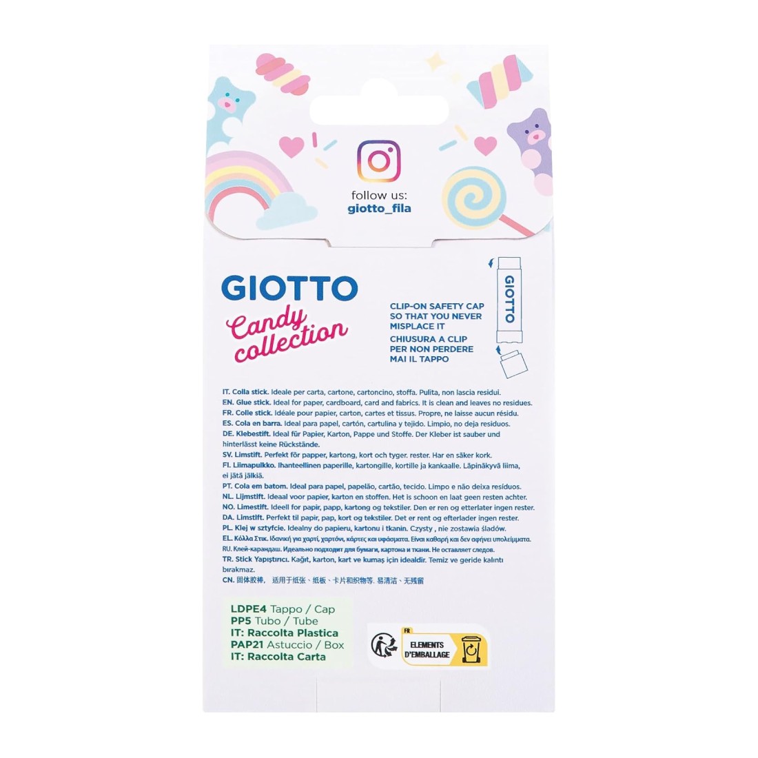 Сухо лепило GIOTTO Candy, без разтворители, 2х20 г, блистер