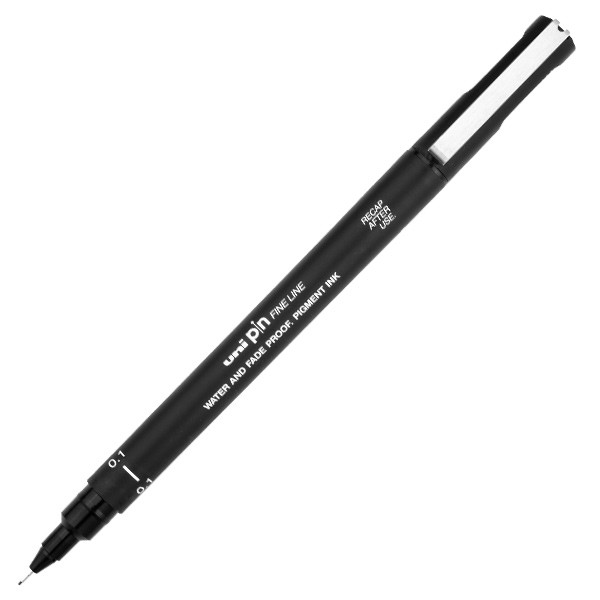 Тънкописец Uni Pin 200S, метален връх 0.1 мм, черен