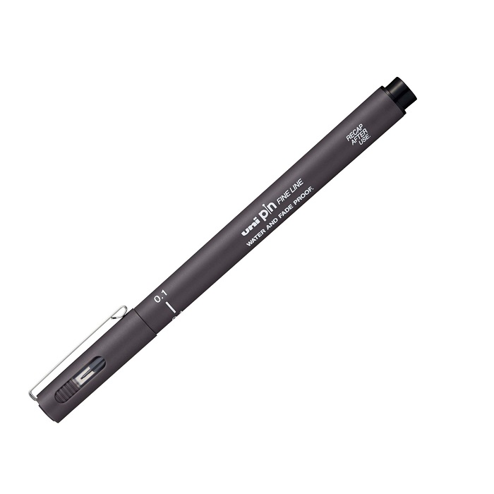 Тънкописец Uni Pin 200S, метален връх 0.1 мм, черен