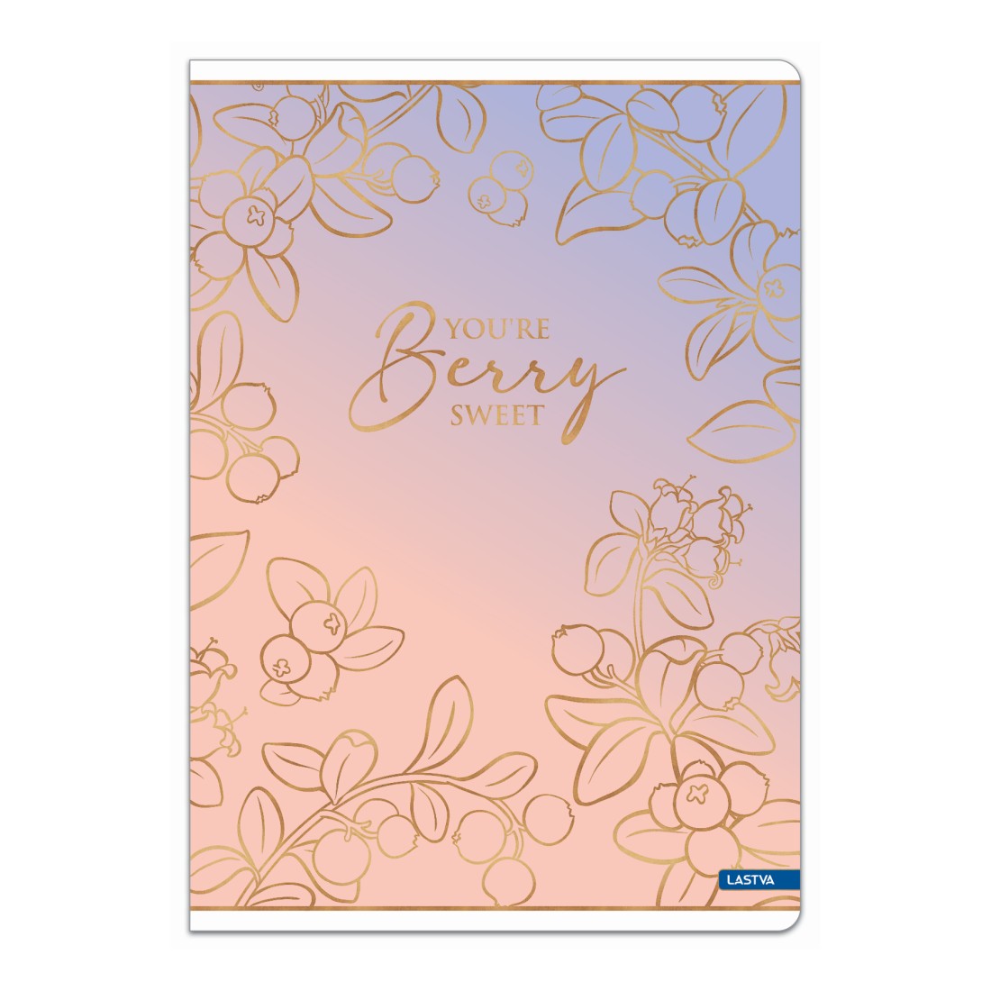 Тетрадка LASTVA Berry, A4, 52 л., линиран офсет 80 г, корица 300 г, мат ламинат, златен ефект