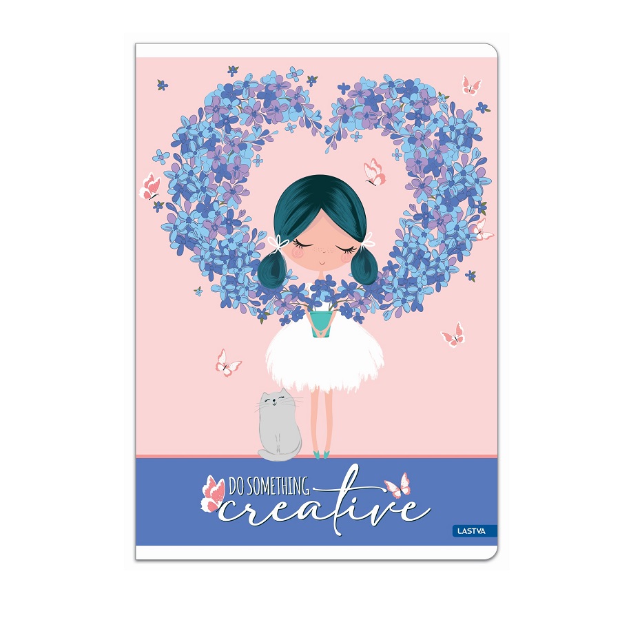 Тетрадка LASTVA Cute, A4, 52 л., линиран офсет 80 г, корица 300 г, мат ламинат, с блясък