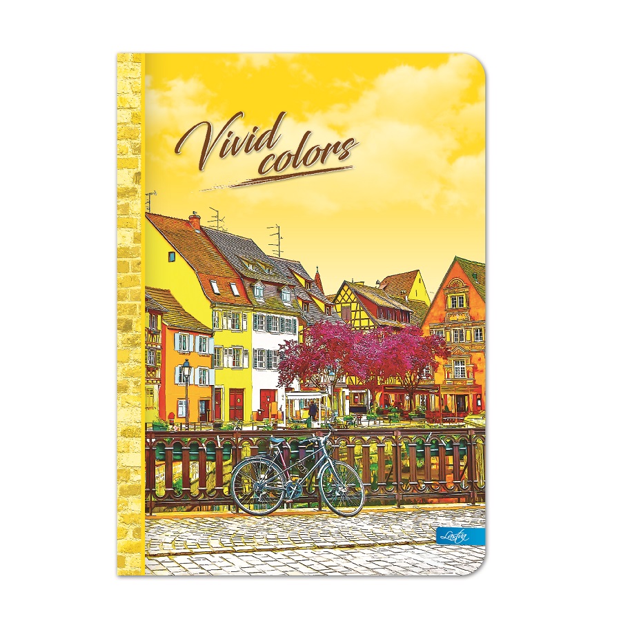 Тетрадка LASTVA Vivid colors, A5, 96 л., линиран офсет 70 г офсет, твърда корица мат ламинат, UV лак