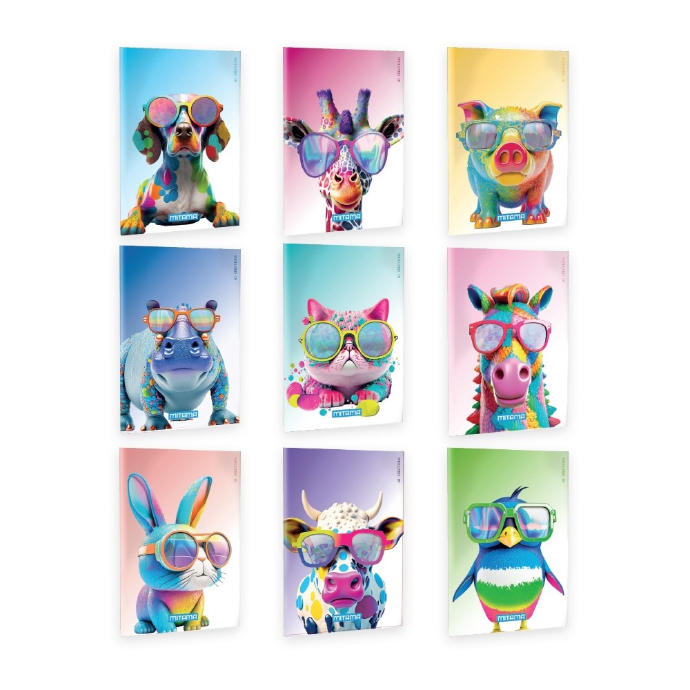 Тетрадка MITAMA Animal, А4, 42 л., линиран офсет 80 г, корица картон с UV лак