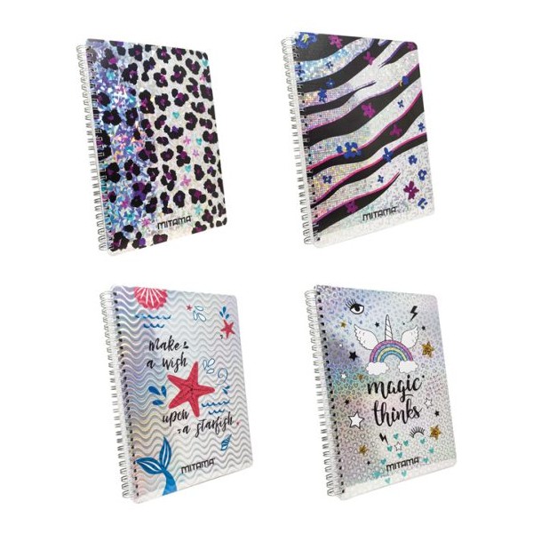 Тетрадка със спирала MITAMA Dream & Shine, B5, 90 л., м.квадр. офест 80 г, корица картон с UV лак