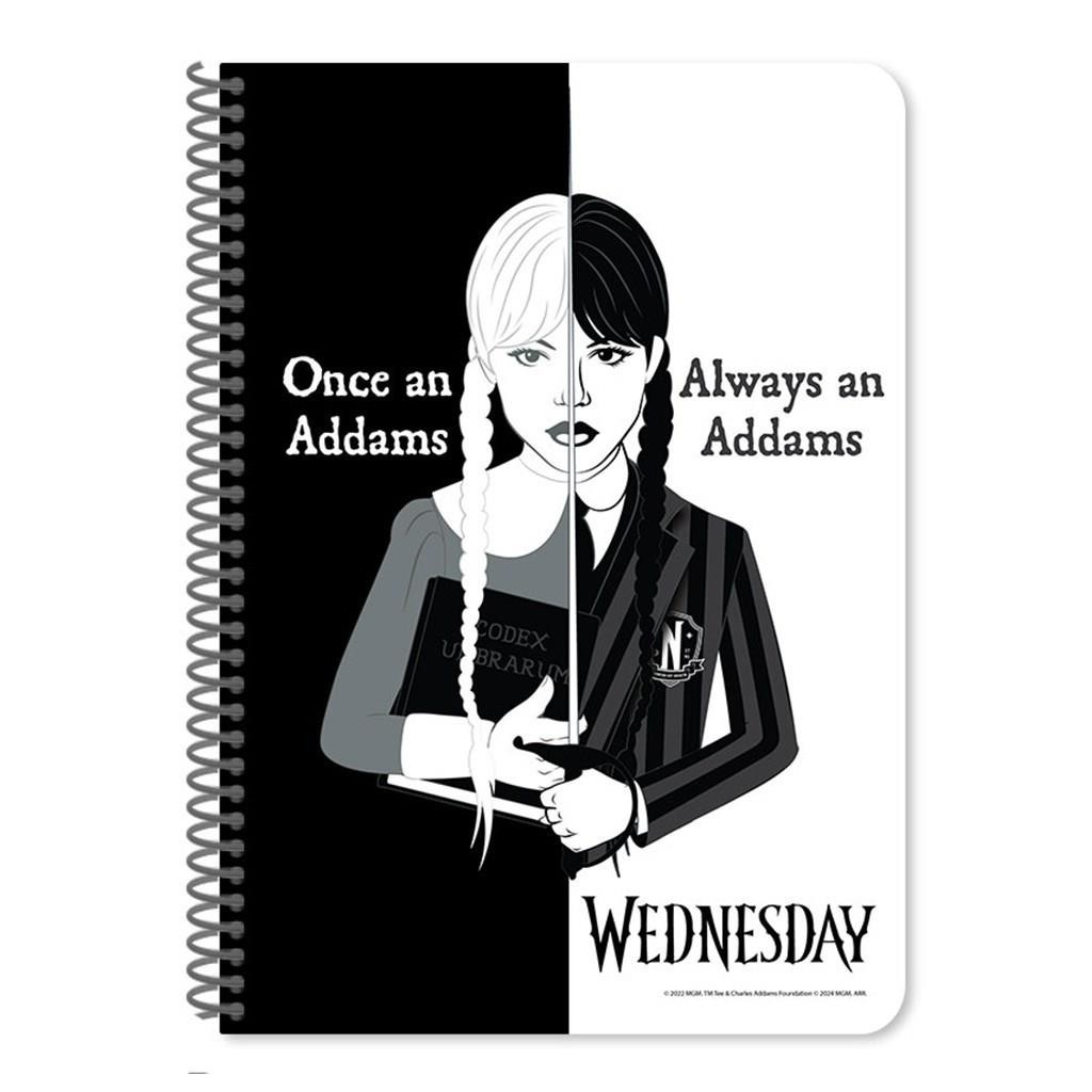 Тетрадка със спирала WEDNESDAY, А5, 60 л., линиран офсет 70 г, 2 теми, корица картон