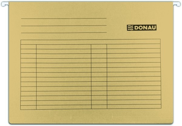 Висяща папка за картотека DONAU, с машинка, с метални шини, картон 230 г, крафт