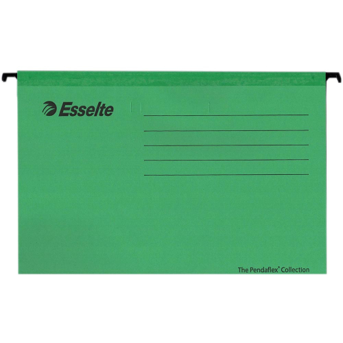 Висяща папка за картотека Esselte Pendaflex, без машинка, с метални шини, картон 210 г, зелена