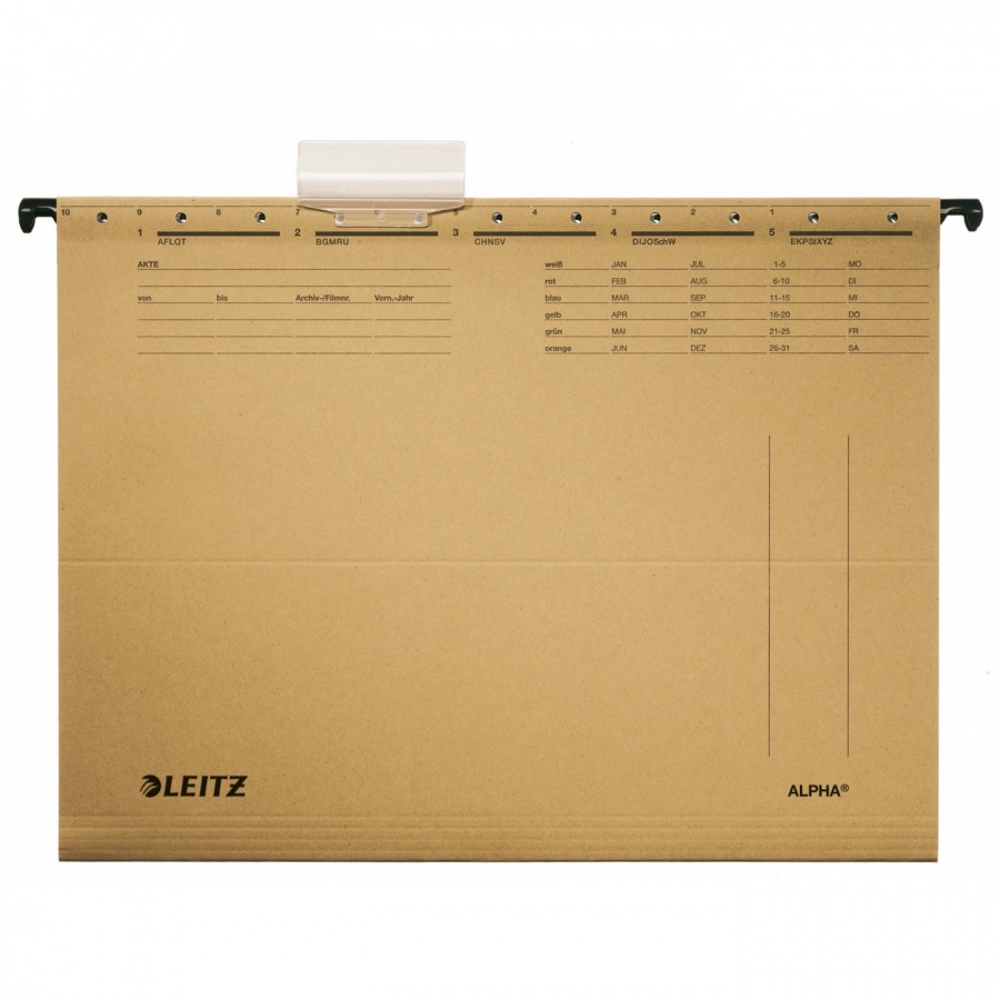 Висяща папка за картотека LEITZ Alpha, 344х250 мм, без машинка, с метални шини, картон 210 г