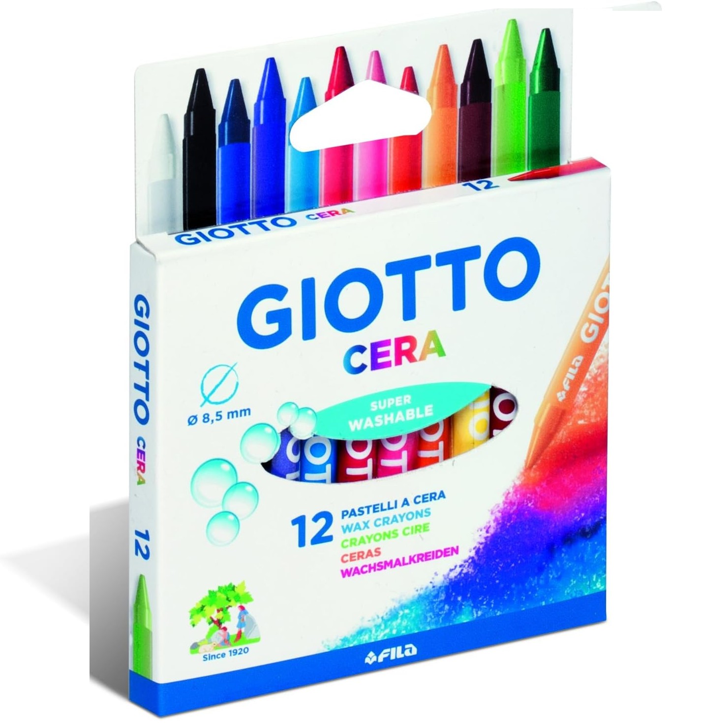Восъчни пастели GIOTTO CERA, ф 8.5 мм, 90 мм, 12 цвята