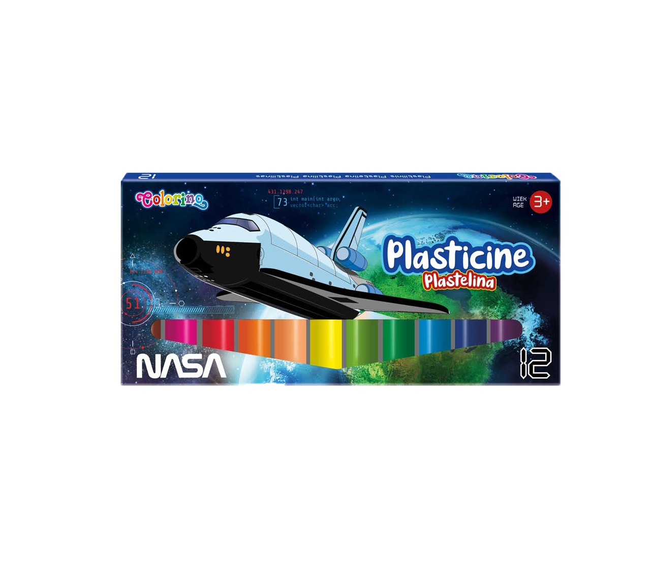 Пластилин 12 цв. Nasa Colorino